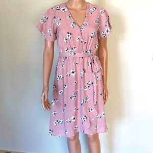 Floral Faux Wrap Dress